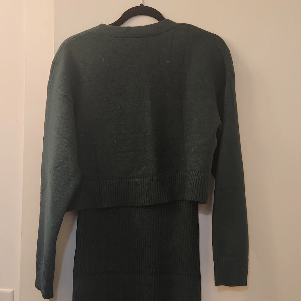 BTFBM Green Ribbed Knit Dress and Cardigan Set - Picture 6 of 8